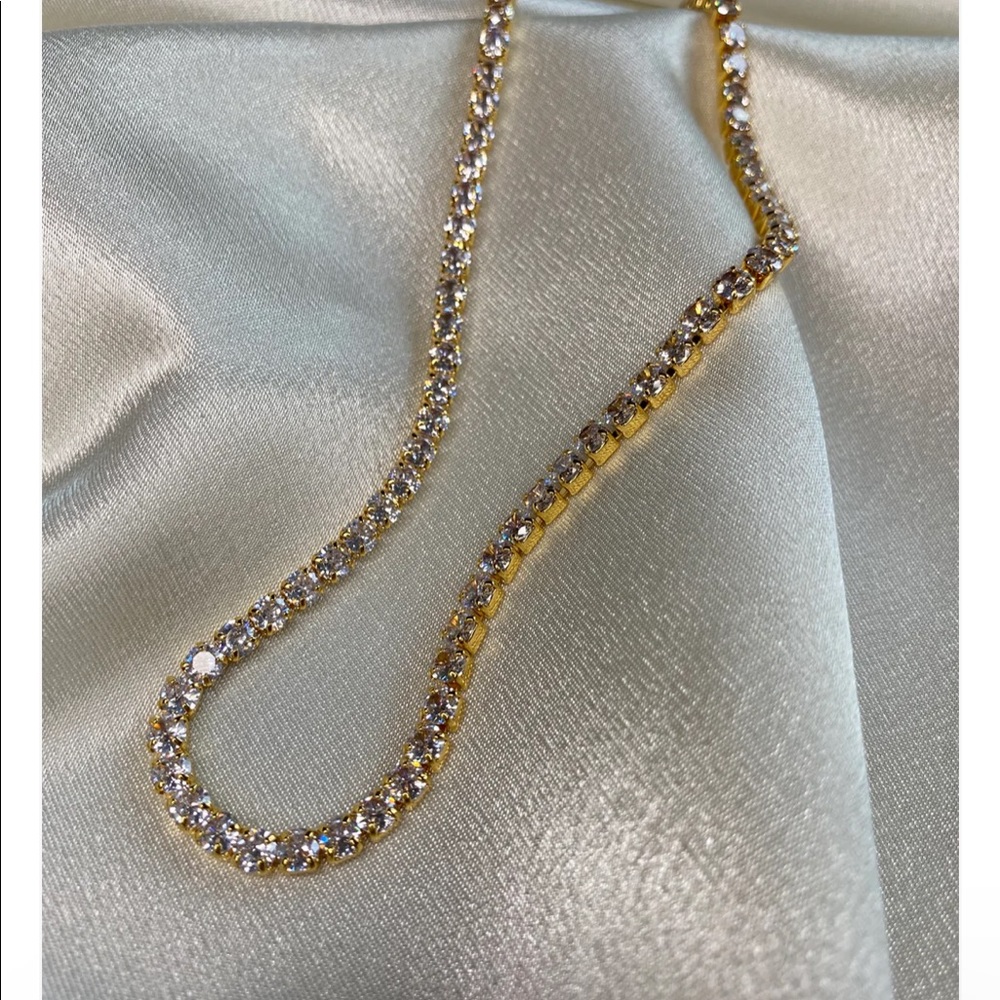 Cubic zirconia, gold plated choker